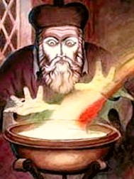 Nostradamus liest aus Schale mit Wasser