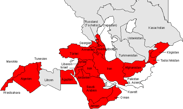 Landkarte Nahost
